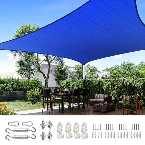 Quictent 24X24FT 185 GSM HDPE Square Sun Shade Sail Canopy 98% Sun Block Outdoor Patio Garden with Hardware Kit