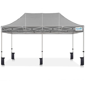 Quictent 10'x20' Portable Pop up Canopy Tent, Easy up Commercial Gazebo Canopies for Sun & Rain Protection, Includes Sand Bags for Outdoor Events, Parties, Markets, Vendors (Grey, No Sidewall)