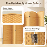 JOSTYLE Rattan Room Divider, 6-Panel Folding Privacy Screen 6ft. Extra Wide