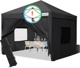 Quictent Privacy 8x8 Pop Up Canopy with 4 Sidewalls & Mesh Windows, Black
