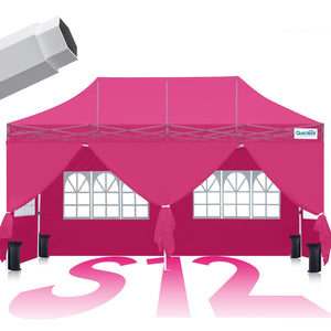 Quictent 10x20 Heavy Duty Pop Up Canopy Tent with Enclosed Sidewalls, Hexagonal Legs - Easy Setup Outdoor Gazebo for Party, Wedding, Commercial Use, 3-Year Warranty