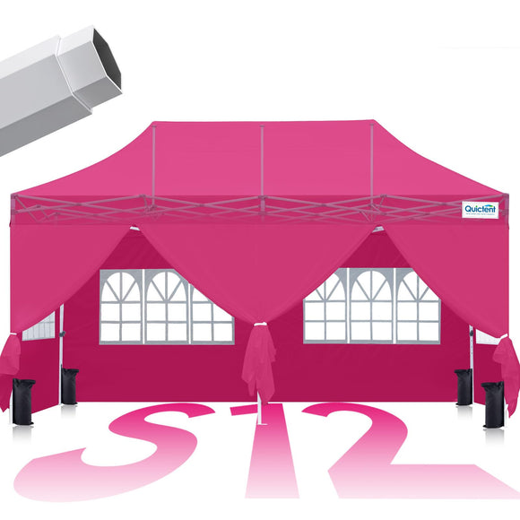 Quictent 10x20 Heavy Duty Pop Up Canopy Tent with Enclosed Sidewalls, Hexagonal Legs - Easy Setup Outdoor Gazebo for Party, Wedding, Commercial Use, 3-Year Warranty