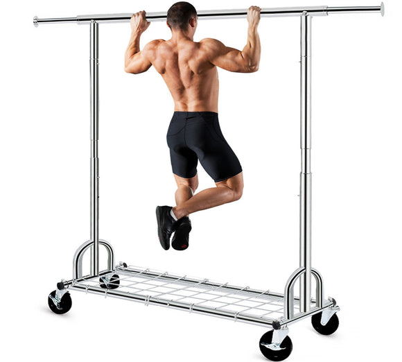 HOKEEPER Clothing Garment Rack Capacity 525LBS Clothing Racks on Wheels Rolling Clothes Rack for Hanging Clothes Heavy Duty Collapsible Commercial