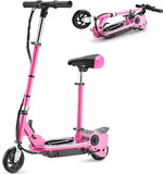 Zupapa Electric Scooter with Seat for Kids Ages 8-12, Riders up to 155 lbs, Removable Seat 2 Riding Styles, Pink