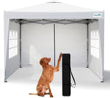 Quictent 10x10 Pop Up Canopy Tent with 3 Sidewalls | Instant Setup Gazebo for 1 Person, White