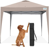 Quictent 10x10FT Pop Up Canopy Tent Without Sidewall | Instant Setup Gazebo for 1 Person, Beige