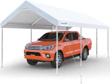 Quictent 10x20 ft Heavy Duty Carport Canopy Galvanized Car Tent with Reinforced Structure & Hanging Edge, White