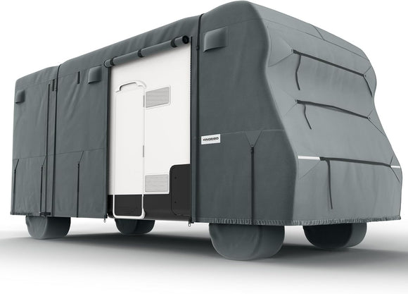 KING BIRD RV Cover, Heavy Duty 5-Layer Snow Protection, Fits 26-29ft Class C Motorhome, with Adhesive Repair Patches,Windproof Straps&Tire covers