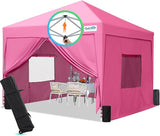 Quictent Privacy 10x10 Pop Up Canopy with 4 Sidewalls & Mesh Windows, Pink