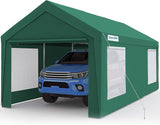 Quictent 10x20 ft Heavy Duty Carport, Outdoor Garage Canopy Tent with Roll-up Ventilated Windows & Sidewalls, Green