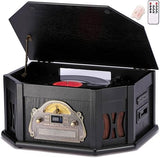 ORCC 10-in-1 Record Player, Nostalgic Turntable for Vinyl Record with Bluetooth, 2 Built-in Speakers, CD, Cassette, USB,Black
