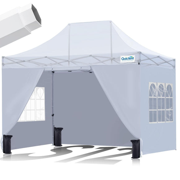 Quictent 10x15 Heavy Duty Pop Up Canopy Tent with Enclosed Sidewalls, Hexagonal Legs - Easy Setup Outdoor Gazebo for Party, Wedding, Commercial Use, 3-Year Warranty