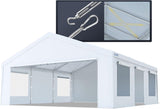 Quictent 20x20 ft Heavy Duty 2 Car Carport with Zipper Side Doors, White