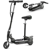 Zupapa Electric Scooter with Seat for Kids Ages 6-12, 6" Pneumatic Tire, Up to 10 mph and 70 min Ride Time, for Riders up to 155 lbs, Removable Seat 2 Riding Styles Black