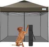 Quictent 10x10 Pop Up Screened Canopy Tent with Netting | Instant Setup for 1 Person, Dark Taupe