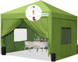 Quictent Privacy 10x10 Pop Up Canopy with 4 Sidewalls & Mesh Windows, Green