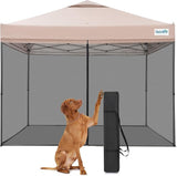 Quictent 10x10 Pop Up Screened Canopy Tent with Netting | Instant Setup for 1 Person, Beige