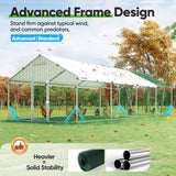 Quictent Advanced Series 24x9x6.6ft Metal Chicken Coop Run with Side Hardware Cloth, Walk-in Outdoor Poultry Cage Heavy Duty Predator Proof Hen Duck Rabbit Farm House, Waterproof Anti-UV Cover