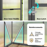 KING BIRD Greenhouse for Outdoors, 7.4x6 FT Polycarbonate Walk-in Green House for Outside, Aluminum Frame UV Resistant Panel Garden Backyard W/ Lockable Mesh Door Roof Vent, 2 Racks, Black