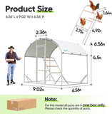 Quictent Essential Series 6.6x9x6.6ft Metal Chicken Coop Run with Climbing Ladder, Walk-in Outdoor Poultry Cage with PVC Coated Chicken Wire, Hen Duck Rabbit Farm House, Waterproof Anti-UV Cover