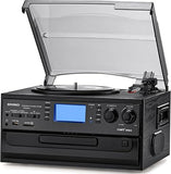 ORCC Vinyl Record Player with Speakers, Turntable CD Player Combo,Retro Black