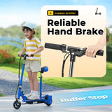 Zupapa Electric Scooter with Seat for Kids Ages 6-12, 6" Pneumatic Tire, Up to 10 mph and 70 min Ride Time, for Riders up to 155 lbs, Removable Seat 2 Riding Styles Dark Blue