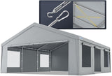 Quictent 20x20 ft Heavy Duty 2 Car Carport with Zipper Side Doors, Gray