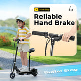 Zupapa Electric Scooter with Seat for Kids Ages 6-12, 6" Pneumatic Tire, Up to 10 mph and 70 min Ride Time, for Riders up to 155 lbs, Removable Seat 2 Riding Styles Black