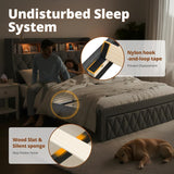 TATAGO 1000LBs Full Bed Frame with 3-Tier Hidden Storage, Upholstered Headboard Bed Frame with 2 Drawers and Charging Station, No Box Spring Needed