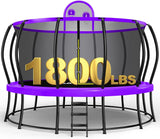 Zupapa 1800LBS Capacity No-Gap Design 16 15 14 12FT Trampoline with Safety Enclosure Net and Non-Slip Ladder 10-Year Quality Assurance Perfect for Kids Family Outdoor Backyard Fun