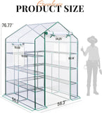 KING BIRD Premium Greenhouse for Outdoors, 56x56x77 in Walk-in Hot House with Thickened Cover, Reinforced Frame, Screen Windows & Mesh Door, 4 Tiers 15 Shelves for Outside Garden Seedlings, Clear