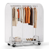 HOKEEPER Clothes Rack with Cover Clothing Racks for Hanging Clothes Heavy Duty Garment Rack, Adjustable Coat Rack with Lockable Wheels