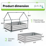 Quictent Raised Garden Bed with Cover Outdoor Galvanized Steel Planter Box Kit with Greenhouse Large Zipper Window Dual Use, 20pcs T-Type Tags & 1 Pair of Gloves Included 4x2.5x1 FT, Clear