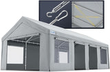 Quictent Heavy Duty 13x25 ft Carports with Side Zipper Doors, Gray