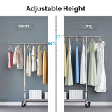 HOKEEPER Clothing Garment Rack Capacity 525LBS Clothing Racks on Wheels Rolling Clothes Rack for Hanging Clothes Heavy Duty Collapsible Commercial