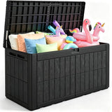 Quictent 120 Gallon Heavy Duty Resin Deck Box, Weatherproof Waterproof Outdoor Storage Bench