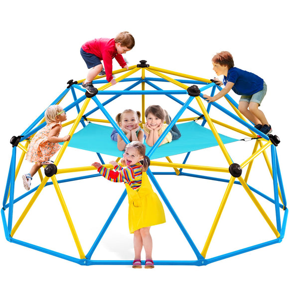 Zupapa Climbing Dome with Hammock, Supports up to 1000lbs Jungle Gym,10FT Dome Climber with Hammock for Kids 3 to 10 Outdoor Play Equipment Blue