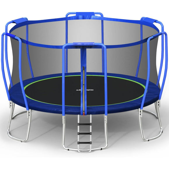 Zupapa No-Gap Design 14 12 10FT Trampoline with Safety Enclosure Net and Non-Slip Ladder 10-Year Quality Assurance Perfect for Kids Family Outdoor Backyard Fun
