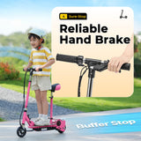 Zupapa Electric Scooter with Seat for Kids Ages 6-12, 6" Pneumatic Tire, Up to 10 mph and 70 min Ride Time, for Riders up to 155 lbs, Removable Seat 2 Riding Styles Pink