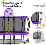 Zupapa 1800LBS Capacity No-Gap Design 16 15 14 12FT Trampoline with Safety Enclosure Net and Non-Slip Ladder 10-Year Quality Assurance Perfect for Kids Family Outdoor Backyard Fun