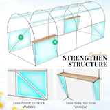 KING BIRD Premium 15x6.6x6.6FT Greenhouse for Outdoors, Large Walk-in Heavy Duty Galvanized Steel Frame, Mesh Door Screen Window Tunnel Hoop Garden Plant Winter Hot House, with Storage Shelves, White