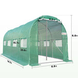 KING BIRD Premium 15x6.6x6.6FT Greenhouse for Outdoors, Large Walk-in Heavy Duty Galvanized Frame, Screen Mesh Door Window Reinforced Zipper Tunnel Hoop for Garden Plant Winter, Green