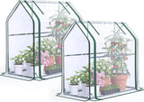Quictent Mini Greenhouse, Portable Quick-Setup Small Tabletop Waterproof UV Protected PE Cover Shelter for Outdoors/Indoors W/ Raised Base for Garden Plant Seed Starting, 2 Packs, 36"x18"x33", Green