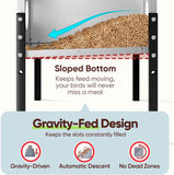 Quictent 100-140 Lbs Chicken Feeder, 3-Compartment Galvanized Metal Poultry Feeder with Adjustable Height Legs, 8 Feeding Ports No Waste Rat Proof Automatic Gravity Feeder