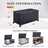 Quictent 150 Gallon Heavy Duty Metal Deck Box, Waterproof Outdoor Storage Box with Lockable Lid & Wheels, Black