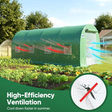 Quictent Premium Greenhouse for Outdoors, 15x7x7 FT Portable Walk-in Heavy Duty Frame Large Garden Plant Hot Outside Hoop House, 6 Ventilated Screen Window and Zipper Screen Door, Green