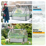 Quictent Raised Garden Bed with Cover Outdoor Galvanized Steel Planter Box Kit with Greenhouse Large Zipper Window Dual Use, 20pcs T-Type Tags & 1 Pair of Gloves Included 4x2.5x1 FT, Clear