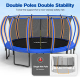Zupapa 1600LBS No-Gap Design 16 15 14FT Trampoline with Net and Ladder