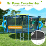 Zupapa No-Gap Design 14 12 10FT Trampoline with Safety Enclosure Net and Non-Slip Ladder 10-Year Quality Assurance Perfect for Kids Family Outdoor Backyard Fun