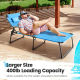 KING BIRD Tanning Chair with Face Hole, 5-Position Folding Outdoor Beach Lounge Chair for Sunbathing, Portable Reclining Chaise Lounge for Pool, Patio & Lawn, Heavy Duty 400lbs Support, Blue